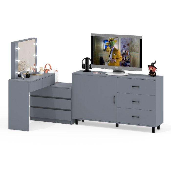 Туалетные столики, Стол-трансформер косметический с подсветкой 110 и комод-тумба три ящика 122-1504