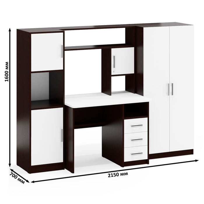 Домашние кабинеты, Компьютерный стол с пеналом и шкафом МД-СК-9