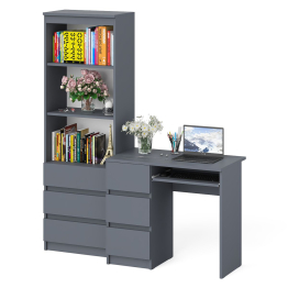 Стол компьютерный с тумбой с ящиками слева и стеллаж-комод МСТ600.3 Мори