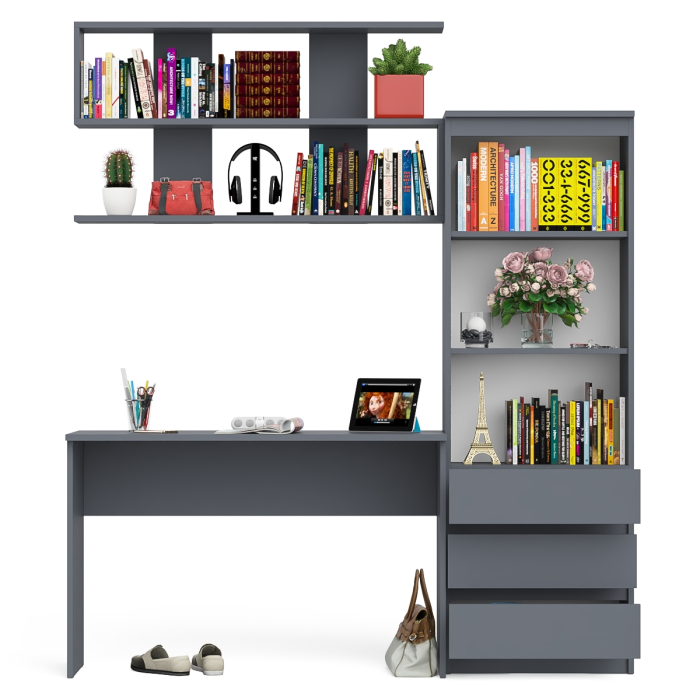 Прямые компьютерные столы, Стеллаж-комод Мори с письменным столом на 1200 и навесной полкой на 1200