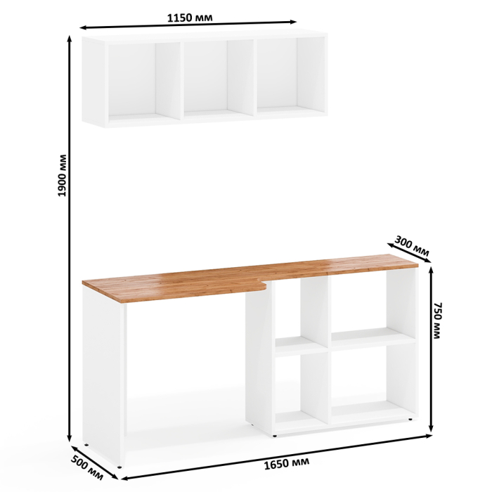 Прямые компьютерные столы, Стол Лидер-8 с навесной полкой
