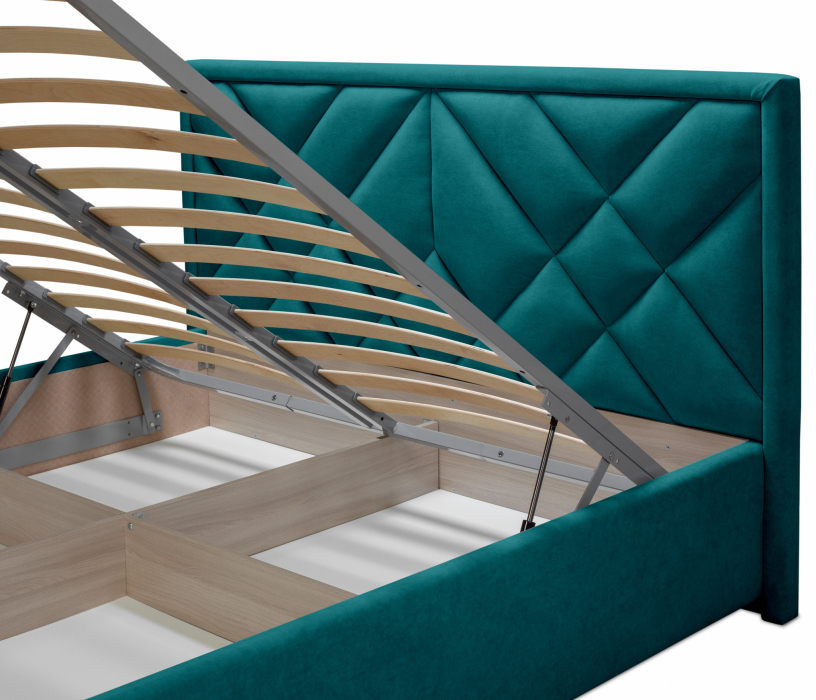 Мягкая кровать, Кровать с мягким изголовьем Сидней 160 с подъемным механизмом, микровелюр