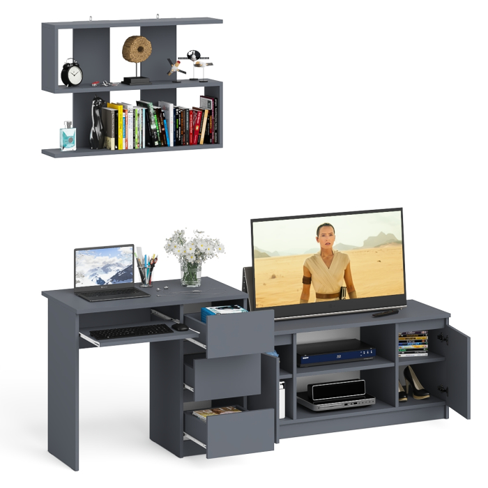 Прямые компьютерные столы, МС-6 стол ящики справа с тумбой Мори 1200-1 и полкой на 900