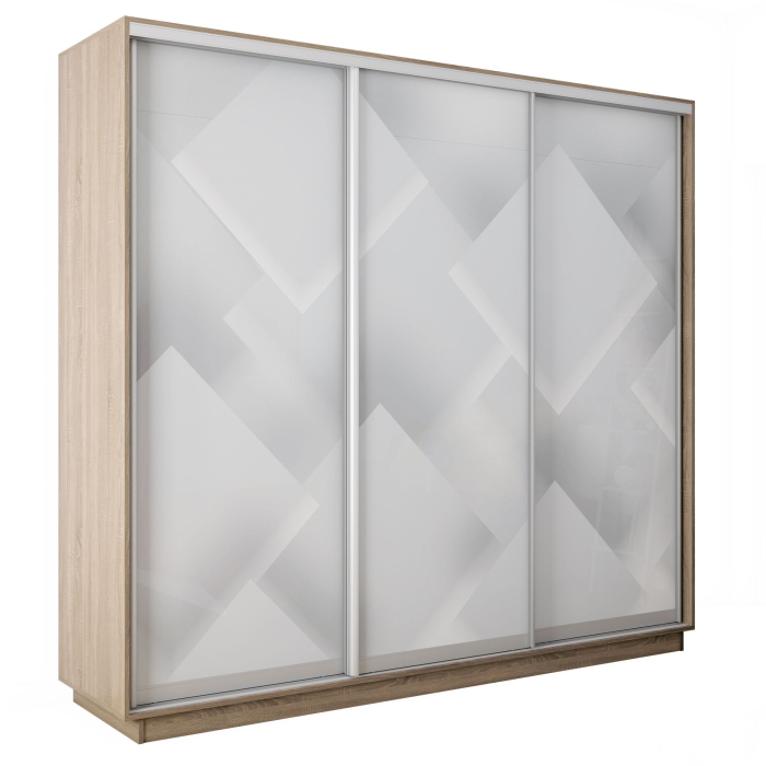 Шкафы-купе 3-х дверные, Шкаф-купе Экспресс 3-х дверный Фотопечать Квадрат Стекла 240х60х220