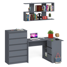 Комод Мори МК700.5 со столом компьютерным угловым МС-16 правым и открытой полкой 1200