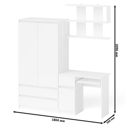 Компьютерный стол Мори МС-1 левый с полкой и шкаф-комодом