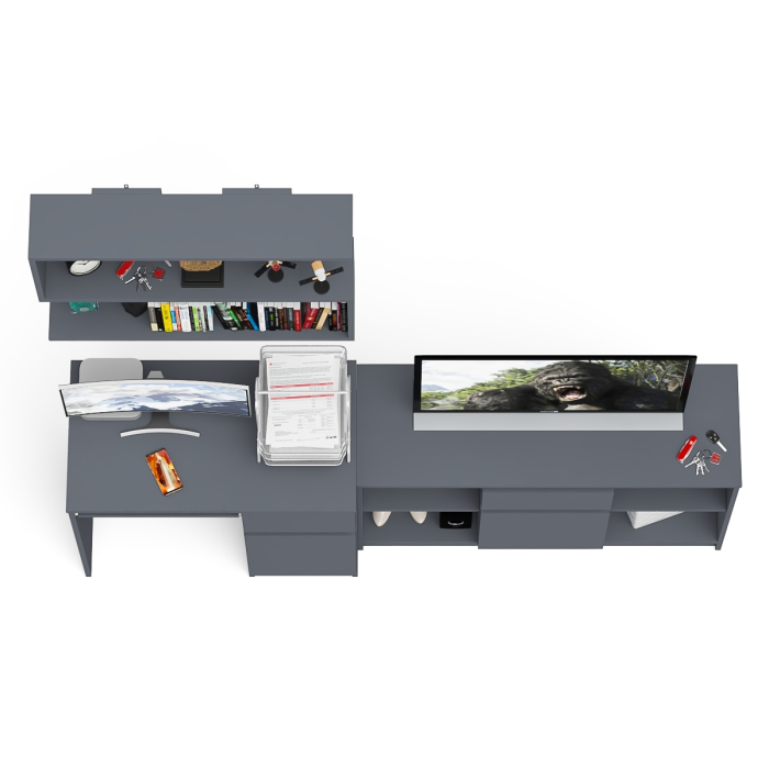 Прямые компьютерные столы, Открытая полка Мори 900 с компьютерным столом МС-1 правый и тумбой 1204-1