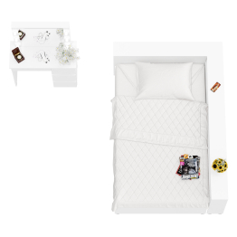 Кровать с прикроватным блоком с ящиками Ксения 1200 и туалетный столик с подсветкой Сура