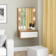 С зеркалом, Стол косметический навесной с подсветкой