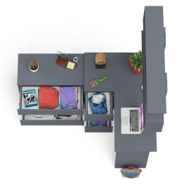 Комод на три ящика Мори МК800.1 с компьютерным столом для работы левый и открытой полкой