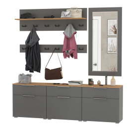 Три обувницы с зеркалом и вешалками для одежды Октава