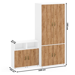 Глубокий платяной шкаф Лидер-8 19Б и две тумбочки для документов 3.19