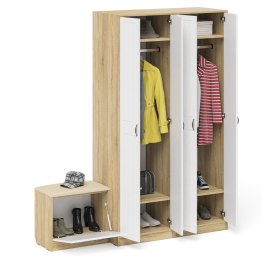 Два шкафа с дверками и обувница с сиденьем П-6 № 07 МДФ фрезеровка прованс