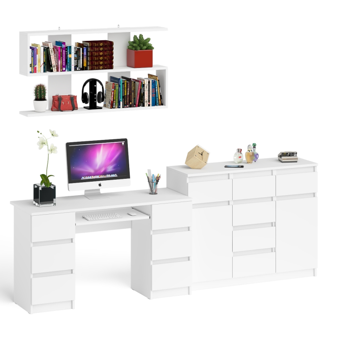 Домашние кабинеты, Комод-тумба Мори МК1200.4 с открытой верхней полкой и стол компьютерный МС-2