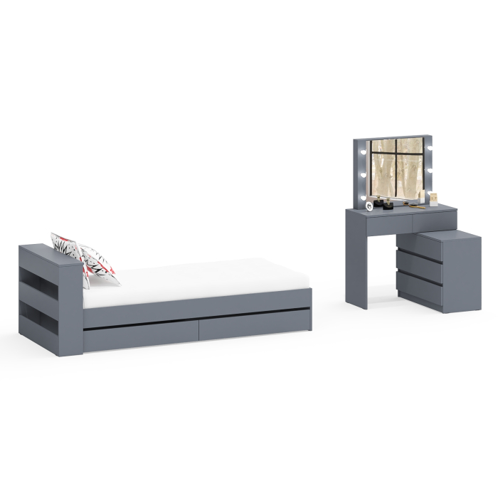 Спальные гарнитуры, Стол косметический с подсветкой 110 с кроватью с выдвижными ящиками Ксения 900