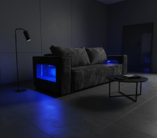 Дизайнерские диваны для гостиной, Диван-кровать еврокнижка Лофт Люкс  с подсветкой , 140,плюш