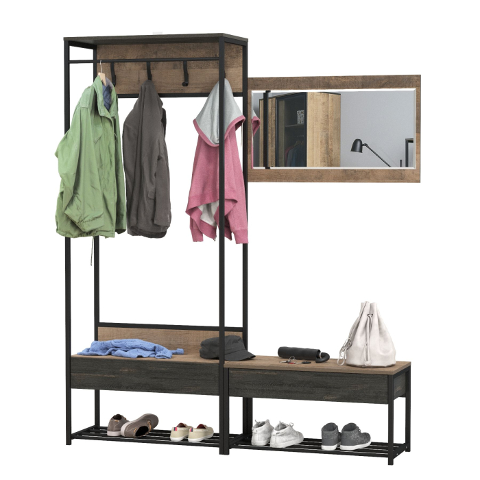 Прихожие, Прихожая 15.120 с зеркалом и тумбой для обуви с сиденьем Трувор