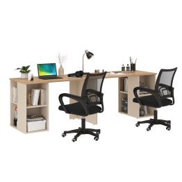 Два письменных стола Лайт 12.163 и два чёрных компьютерных кресла