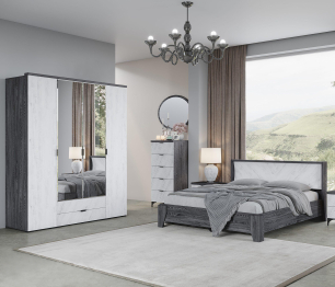 Комод Шаде КМ-2904, черный ясень, санторини белый