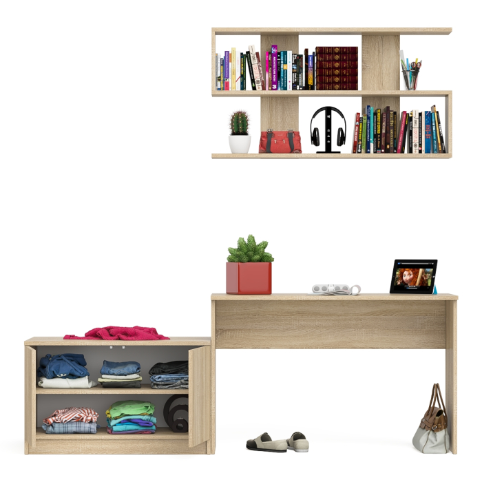 Прямые компьютерные столы, Письменный стол Мори МСП1200 с полкой и тумбой две дверки