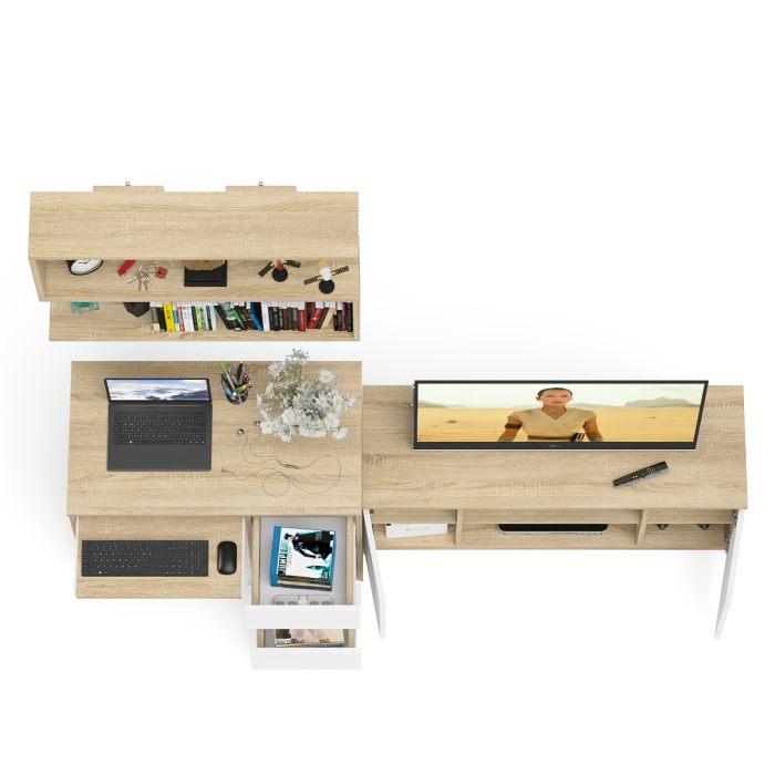 Прямые компьютерные столы, МС-6 стол ящики справа с тумбой Мори 1200-1 и полкой на 900