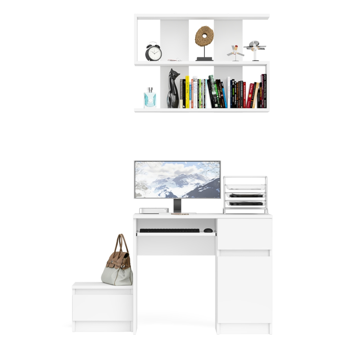 Прямые компьютерные столы, Стол компьютерный МС-1 правый с тумбой 400 и полкой Мори