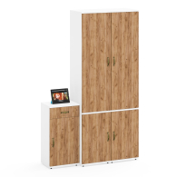 Домашние кабинеты, Тумбочка с ящиком и полкой за дверкой и два пенала пять полочек Лидер-8