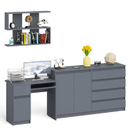 Прямые компьютерные столы, Стол компьютерный дверка и выдвижной ящик слева с комодом МК1600.1 и полкой Мори 900