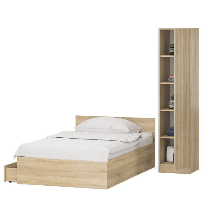 Спальные гарнитуры, Односпальная Кровать с ящиками 1200 с пеналом Стандарт