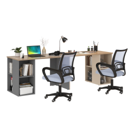 Набор для работы и учёбы из двух столов письменных Лайт 12.163 и двух серых кресел