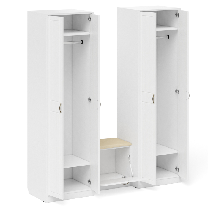 Прихожие, Два шкафа с дверками и обувница с сиденьем П-6 № 07 МДФ фрезеровка прованс