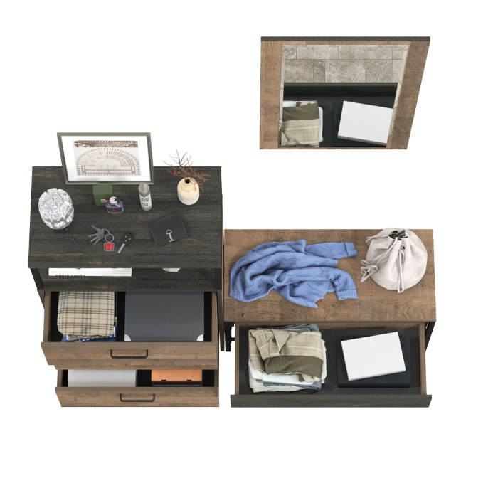 Прихожие, Комод с ящиками и обувница с сиденьем с зеркалом Трувор