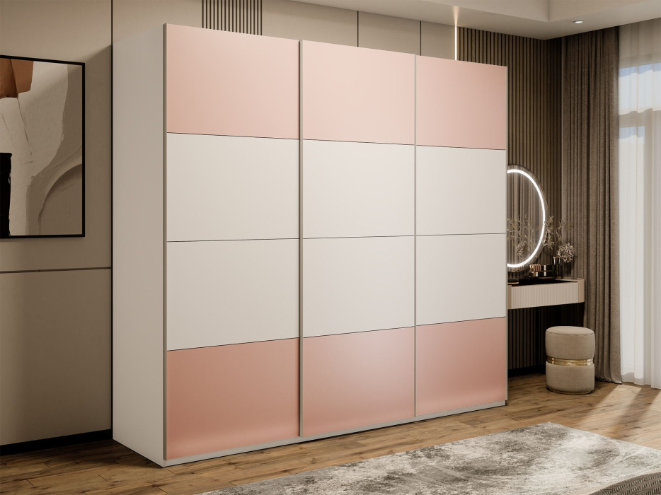 Шкафы-купе 3-х дверные, Шкаф-купе Эста 3-х дверный ДСП/Стекла пудра/Доводчик 300х66х240