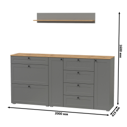 Обувница с большим комодом и открытой полкой Остин