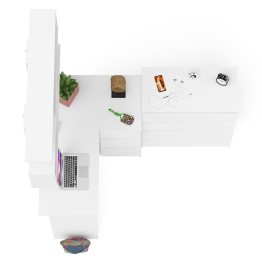 Книжная навесная полка Мори с угловым компьютерным столом МС-16 правым и комодом Мори МК800.4