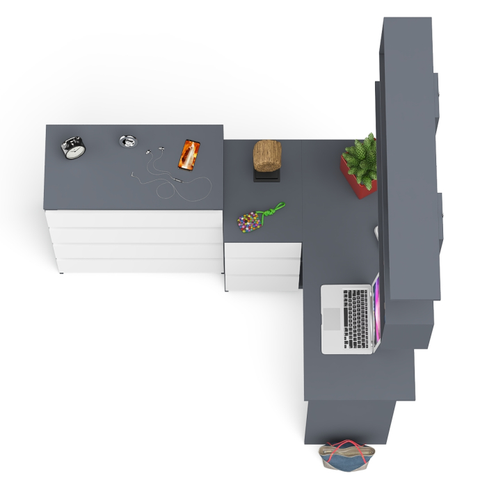 Домашние кабинеты, Стол компьютерный Мори МС-16 с тремя ящиками слева с книжной полкой на 1200 и комод на 4-ре ящика