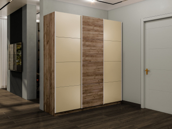 Шкаф-купе Эста 3-х дверный ДСП/Стекла фисташка/Доводчик 270х66х240