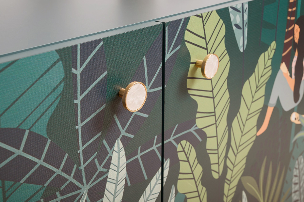 Комоды, Комод-тумба Либера 16.230.01, фасады с рисунком Тропический лес  