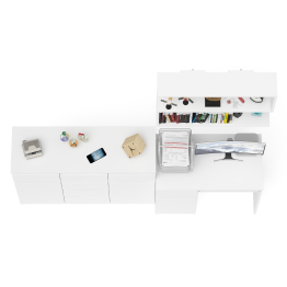 Навесная полка 900 Мори со столом компьютерным МС-1 левый и комодом МК1200.4