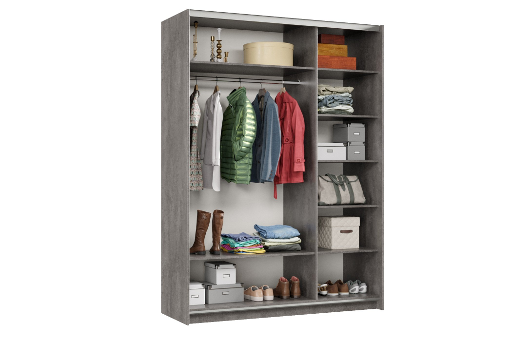 Шкафы-купе 2-х дверные, Шкаф-купе Smart 1624 2х дверный (фасады ЛДСП,зеркало) профиль серебро