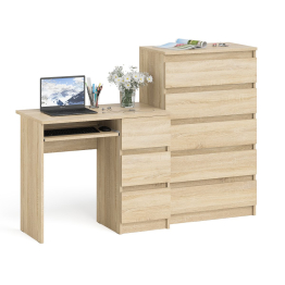 Высокий комод Мори на 700 5 ящиков и компьютерный стол Мори МС-6 тумба справа