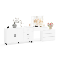 С зеркалом, Туалетный столик-трансформер с подсветкой и зеркалом 110 и комод-тумба 123-1604