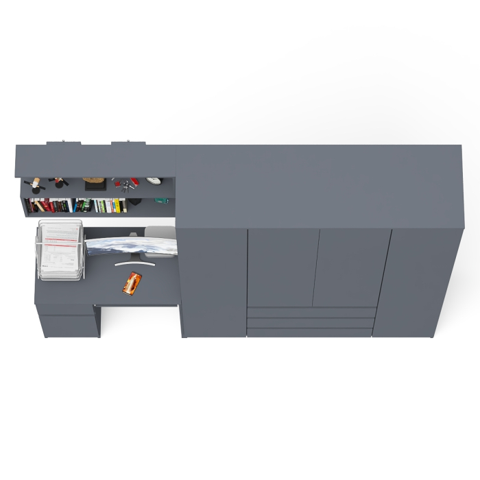 Домашние кабинеты, Четырёх-дверный шкаф-комод Мори МШ1600.1 с компьютерным столом МС-1 тумба слева и верхней полкой