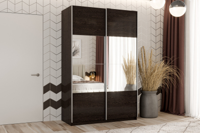 Шкаф-купе Smart 1424 2х дверный (фасады ЛДСП/зеркало) профиль серебро