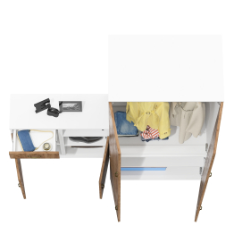 Платяной глубокий шкаф Лидер-8 19Б и две тумбочки 3.15 и 3.19