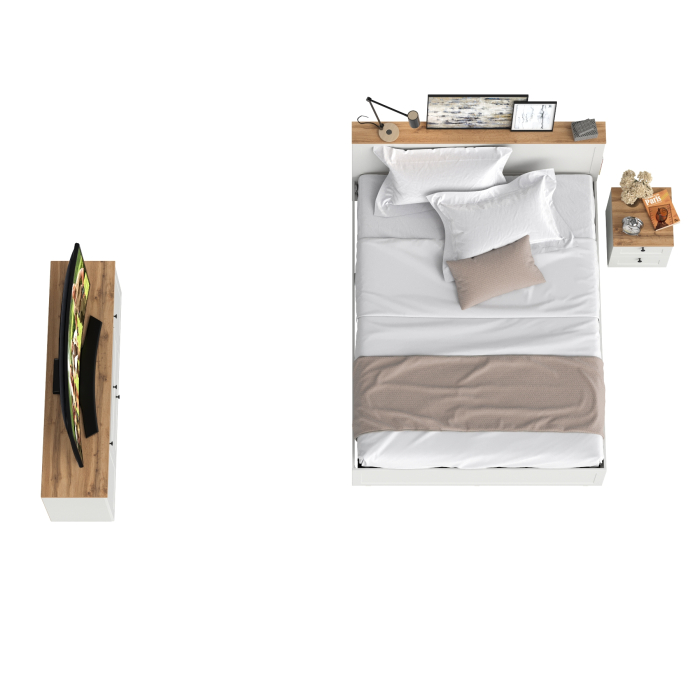 Спальные гарнитуры, Набор мебели в спальню Остин из кровати с основанием с ТВ-тумбой и прикроватной тумбы