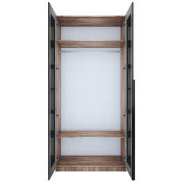 Шкаф распашной Е1 Локер 101x52.5x220 см, с черным стеклом