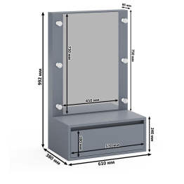 Комод с дверками и ящиками 122-1204 и косметический столик навесной с подсветкой