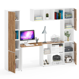 Пенал с открытой нишей со столом с нишами с книжной полкой и пеналом для бумаг Лидер-8