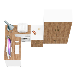 Тумбочка для бумаг три ящика Лидер-8 и стол с бельевым шкафом 20Б